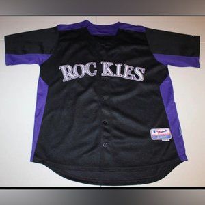 MLB Baseball Colorado Rockies #38 Jersey Sz: 54 Majestic CoolBase Black Purple
